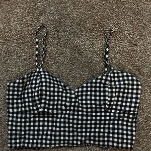 Black and White Checkered Women's Top